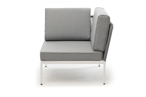 "Канны" левый модуль плетеный из роупа, каркас алюминий темно-серый (RAL7024) шагрень, роуп темно-серый круглый, ткань темно-серая 4SIS арт.УТ-00006100