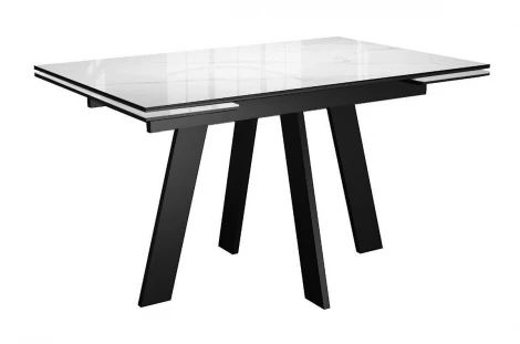Стол DikLine SFM120 стекло Оптивайт Белый мрамор/подстолье черное/опоры черные 00-00083007