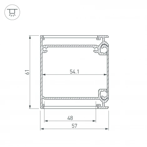 Профиль BOX57-DUAL-2000 ANOD (Алюминий) 017359 Arlight