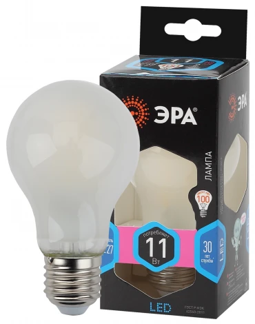 Лампочка светодиодная E27 11Вт ЭРА F-LED A60-11W-840-E27 frost F-LED A60-11W-840-E27 frost