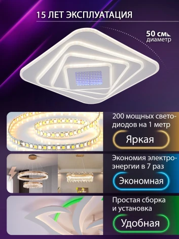 Потолочная люстра светодиодная с пультом ДУ 80W, белый, LED Natali Kovaltseva Palace LED LAMPS 81112/4C