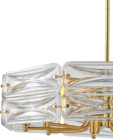 Потолочная люстра на штанге (12046/8P Brass) Indigo Zaffiro V000499 (220V, хрусталь, круглые)