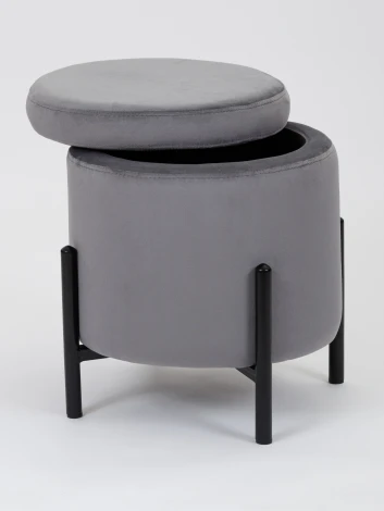 Пуф MyFar Фрэнк с ящиком темно-серый велюр MF1021-1