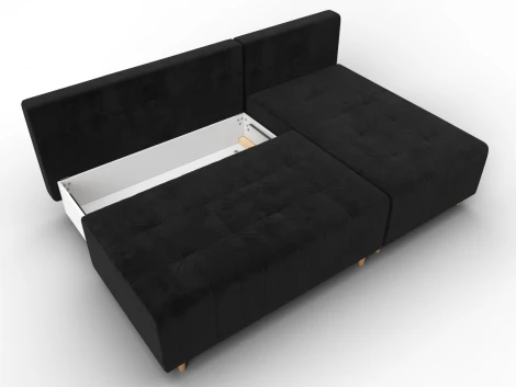 Диван угловой Лига-102 угол универсальный (ДСП,Брус,Фанера,Велюр/Черный) Лига Диванов 134794