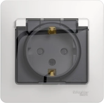 Розетка встраиваемая с заземлением, шторками и крышкой (белый) IP44 Systeme Electric Glossa GSL000148