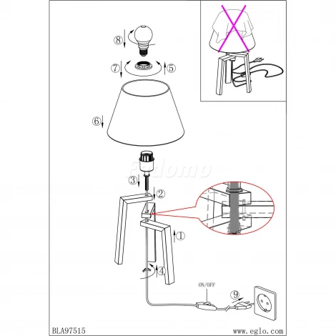 Интерьерная настольная лампа на треноге Eglo Chietino 97515 (220V, выключатель)