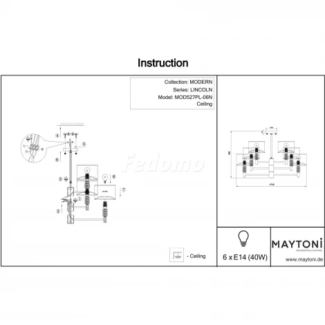 Потолочная люстра Maytoni Lincoln MOD527PL-06N (220V)