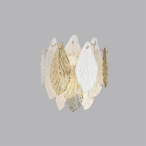 Бра Odeon Light Lace 5052/3W золото/белый/прозрачный/металл/стекло/фарфор/металл E14 3*40W (220V, подвески, лепестки)