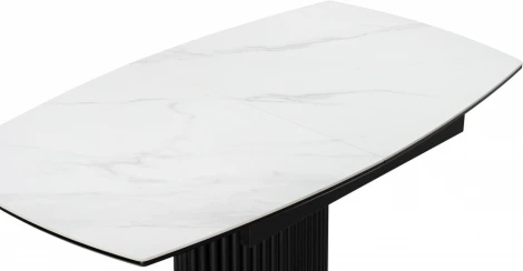 Керамический стол Notta Фестер 140(180)х80 белый мрамор snow white / черный арт.614245