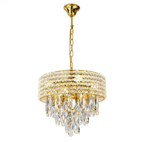 Подвесная люстра с хрустальными подвесками на цепи 140009/5P E14*40W Gold Escada Erawan ES0000013 (220V)