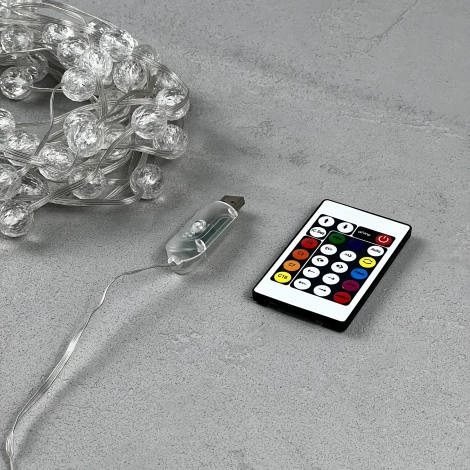 Гирлянда Шарики Смарт 10м разноцветная с управлением 5В, 100 LED, провод прозрачный ПВХ, IP44 Laitcom MBSmart100-10-5RGB