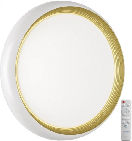 Настенно-потолочный светильник Sonex Tofiq White 7650/EL PALE SN пластик/белый/золотой LED 70Вт 3000-6000К D480 IP43 пульт ДУ (220V, круглые)