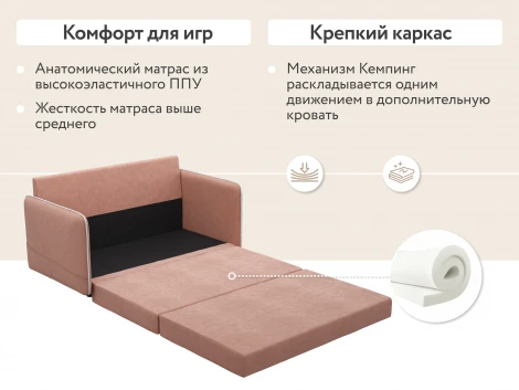 Диван тканевый прямой розовый D1 Слим AAA41390003