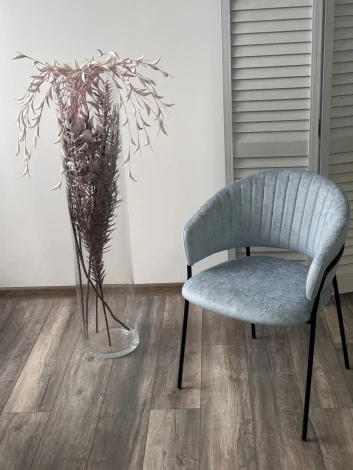 Стул M-City ГЕММА, цвет RAIN 13 blue, велюр / черный каркас