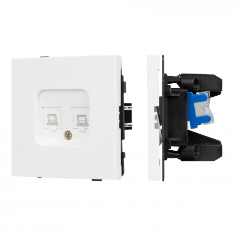 Механизм компьютерной розетки двойной SCT-TENDO-MPC2-SFPL-WH (RJ-45, CAT6) (Arlight, Матовый белый) 054598