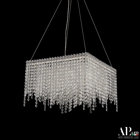 Подвесная люстра светодиодная APL LED Sicilia SH03.40.B.Ni.4000 (220V, хрусталь, на тросе)