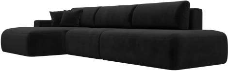 Диван угловой Лига-036 НПБ Модерн Лонг левый угол (Черный/Велюр) Лига Диванов арт.121431L