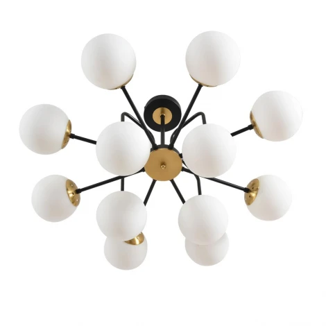 Потолочная люстра на штанге Lumion Elrona 8375/12C черный/латунь/белый, металл/стекло E27 12*60W 220V