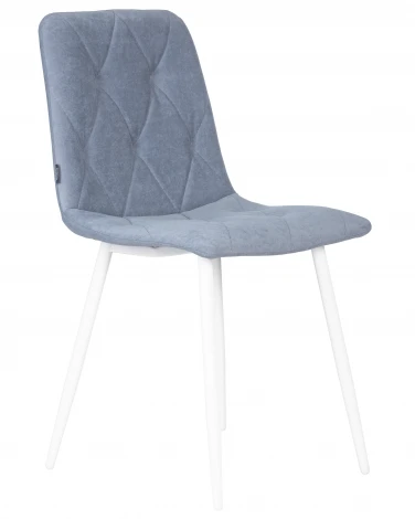 Стул обеденный DOBRIN CHILLY ROMBO (Серо-голубой Simple 26, основание белый) 006 ROMBO, цвет сиденья серо-голубой основания белый