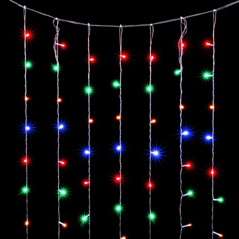 Гирлянда Занавес Облегченный 2 x 3 м Разноцветный 220В, 600 LED, Провод Прозрачный ПВХ, IP54