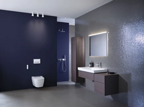 Унитаз подвесной Geberit AquaClean Sela 146.224.21.1 вставка глянцевый хром