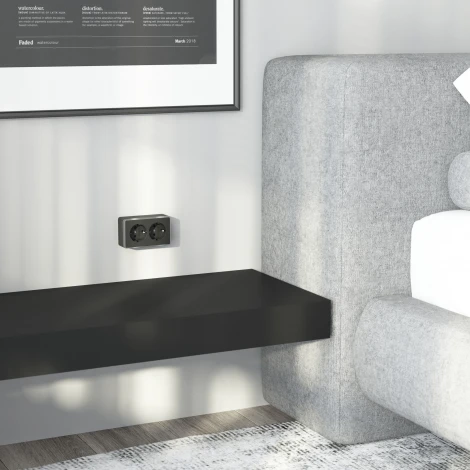 Розетка двойная с заземлением Gallant Werkel W5072134 (черный с серебром)