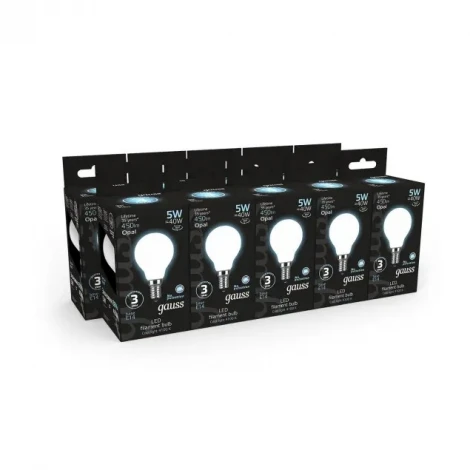 Лампочка светодиодная E14 5 Вт 450 lm 4100K нейтральное белое свечение Gauss Filament 105201205