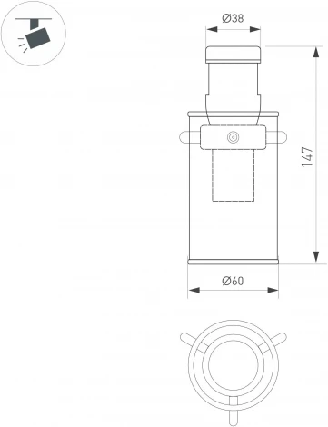 Трековый светильник ART-APRIORI-LANTERN-C-R60-5W Day4000 (TN, 350 deg, 48V) (Arlight, IP20 Металл) 047791 (LED)