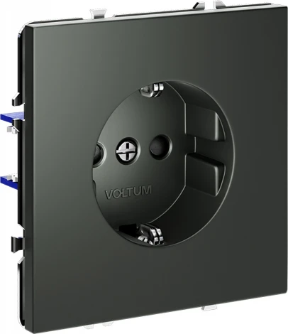 Розетка с заземлением и шторками (титан) Voltum S70 VLS040206