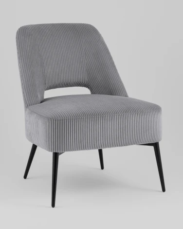 Кресло лаунж Stool Group Бостон велюр рельефный светло-серый арт.УТ000039985