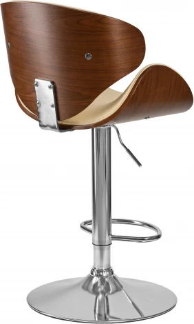 Стул барный DOBRIN KARTER (коричневое дерево, кремовый) 4905-LMZ KARTER, цвет сиденья кремовый, каркаса коричневое основания хром
