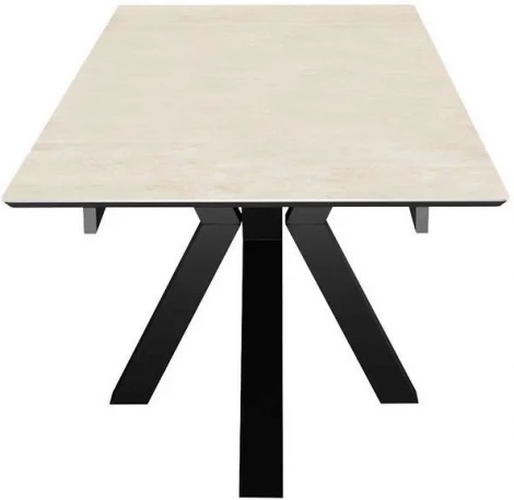 Стол DikLine SFE140 Керамика Krater Perla (бежевый матовый)/подстолье черное/опоры черные (2 уп.) арт.00-00075478