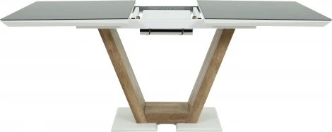 Стол Аврора Торонто 140, Белый с чёрным стеклом/Ель умбра, белый