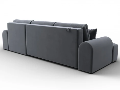 Диван угловой Лига-080 угол правый (ДСП/Пластик/Велюр/Серый) Лига Диванов 134748