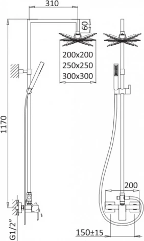 Душевая стойка Cezares Porta CD-01
