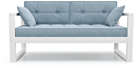 Диван Arsko Астер Мини белая эмаль голубая рогожка