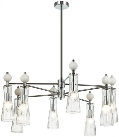 Потолочная люстра на штанге Lumion Emily 8268/8 хром/белый/прозрачный, металл/керамика/стекло Е14 8*40W 220V