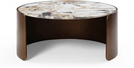 Стол журнальный ESF CT3095CL (D90) белая керамика /бронзовый/Керамика,Металл