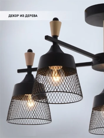 Потолочная люстра на штанге Seven Fires Olban SF3389/5C-BK-WD