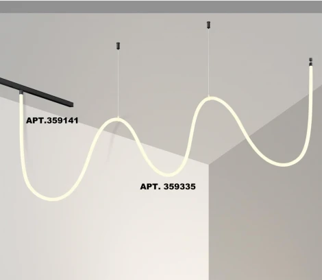 Трековый светильник с гибким неоном для низковольтного шинопровода FLUM Novotech Ramo 359335 KONST черный IP20 LED 25W 4000K 48V 2420Лм
