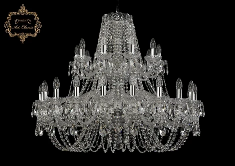 Подвесная большая люстра Art Classic 11.11 11.11.20+10.360.2d.Cr.Sp (220V, хрусталь, на цепи, подсвечник, свеча)