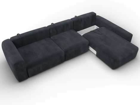 Диван угловой Лига-066 НПБ Лонг угол правый (ЛДСП,Фанера,Брус,Велюр/Темно-серый) Лига Диванов 131229