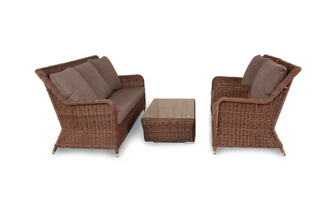 Лаунж-зона из искусственного ротанга, цвет коричневый 4SIS Гляссе GS3C2T-4-SET brown