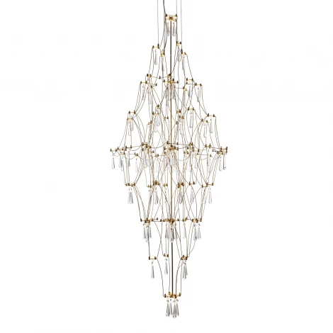 Подвесная люстра светодиодная хрустальная с пультом с регулировкой цветовой температуры Modelux ML.7826.600P GD