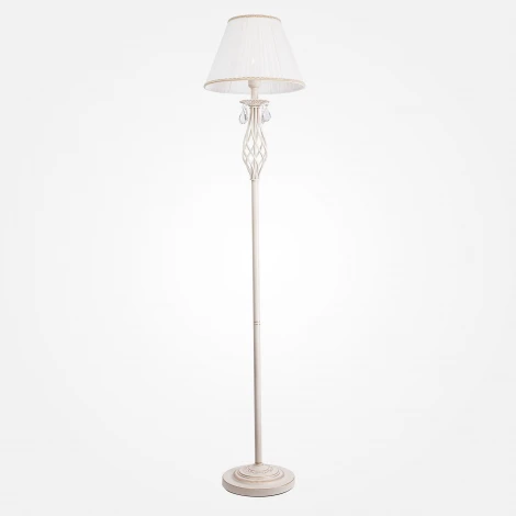 Торшер Eurosvet Amelia 10073/1 белый с золотом (220V, хрусталь Strotskis, круглые)