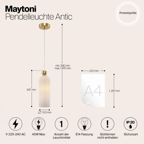 Подвесной светильник Maytoni Antic MOD302PL-01W (220V, на проводе, круглые)