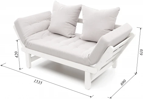 Кушетка Arsko Сламбер белая эмаль светло-серый велюр