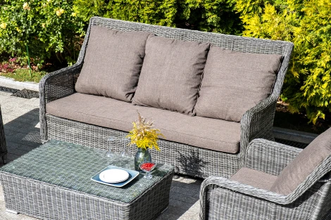 Диван трехместный из искусственного ротанга, цвет графит 4SIS Гляссе YH-C3579W-2 graphite