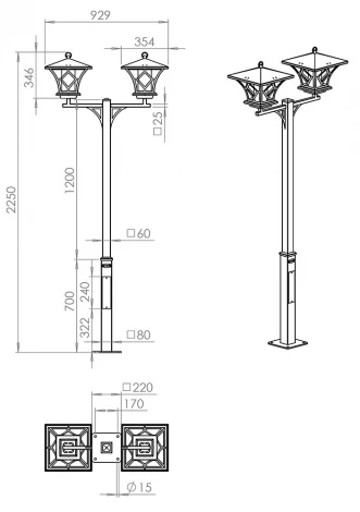 Наземный фонарь Русские фонари Теоло 350-62/bs-06 (220V)