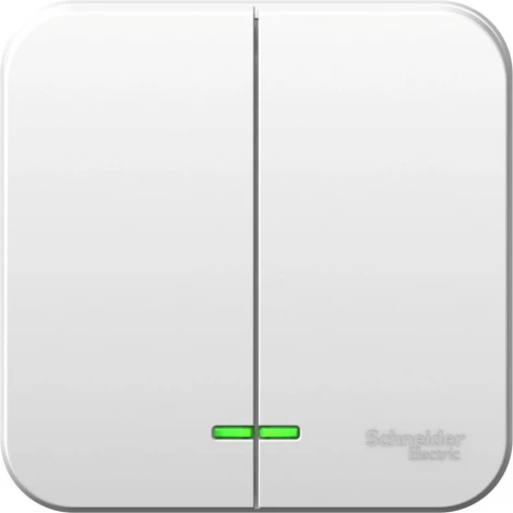 Выключатель накладной двухклавишный с подсветкой (белый) Systeme Electric Blanca BLNVA065111